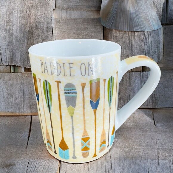 Prima Design Coffee Mug Cup Porcelain Ceramic Paddle On 15 oz Mug Cup Marked - Picture 1 of 13